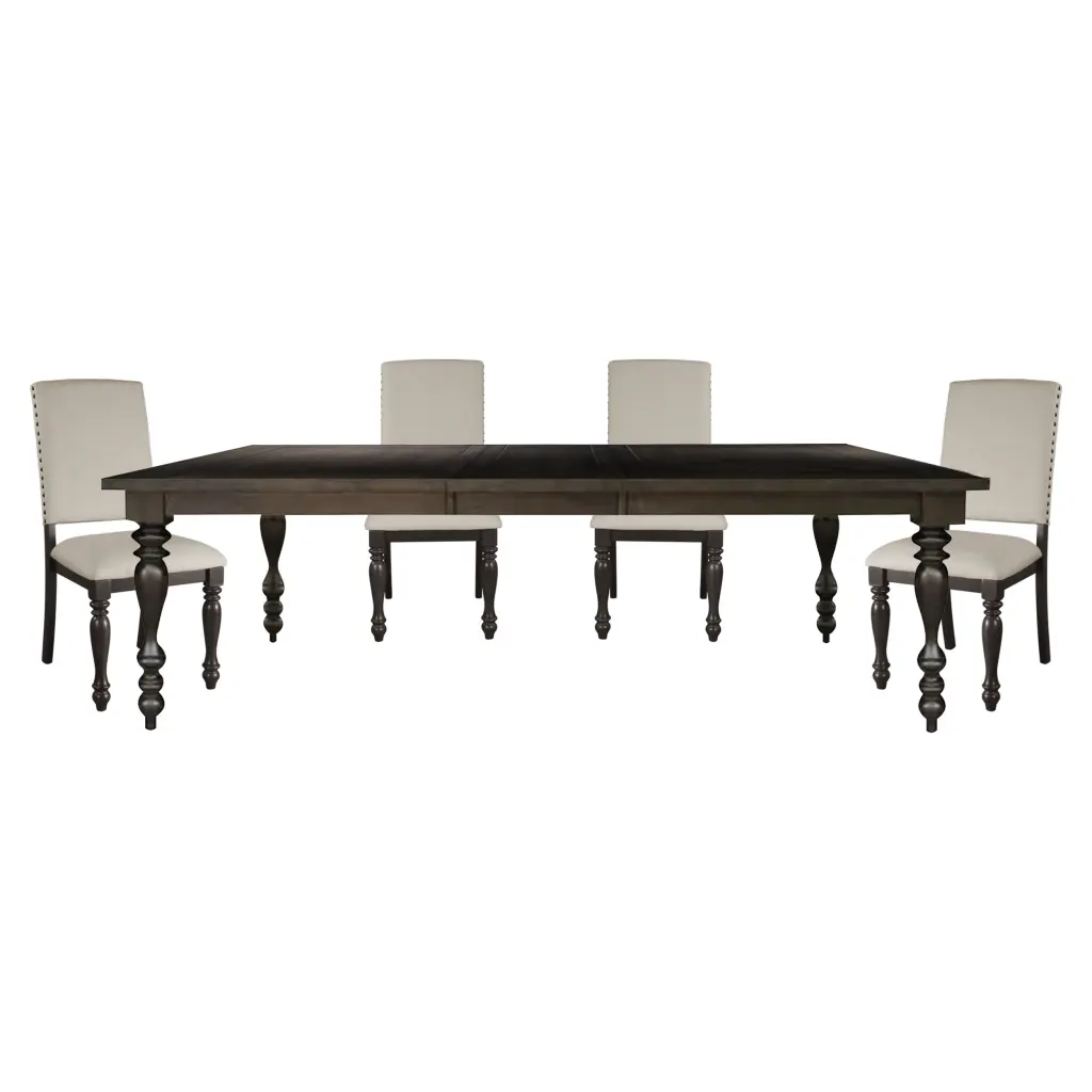Traditional Brown Finish 5-Piece Dining Set Extension Leaf and 4 Side Chairs kanepe