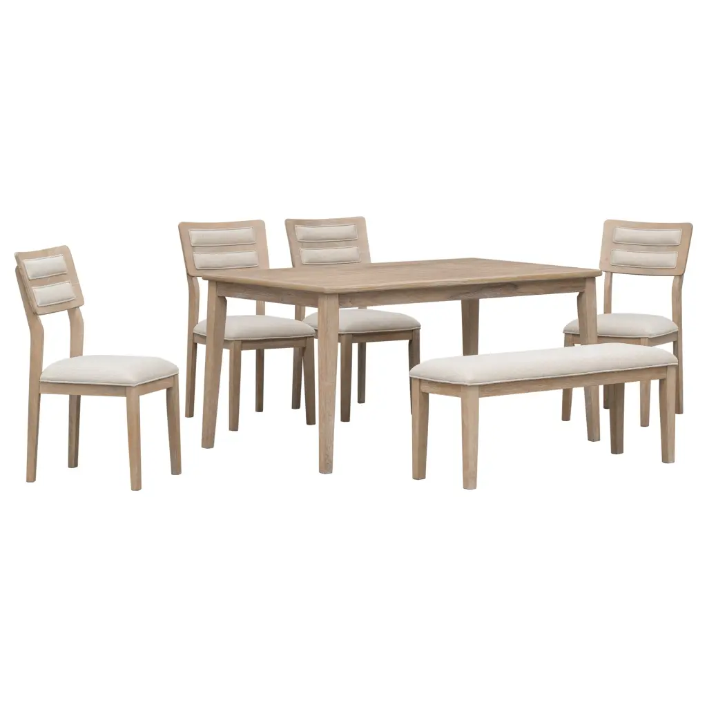 6 Piece Traditional Style Dining Set Table and Chairs trexm