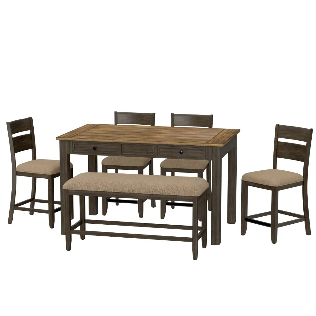 Velvety Brown 6 Piece Dining Set Engineered Wood wallace - bay