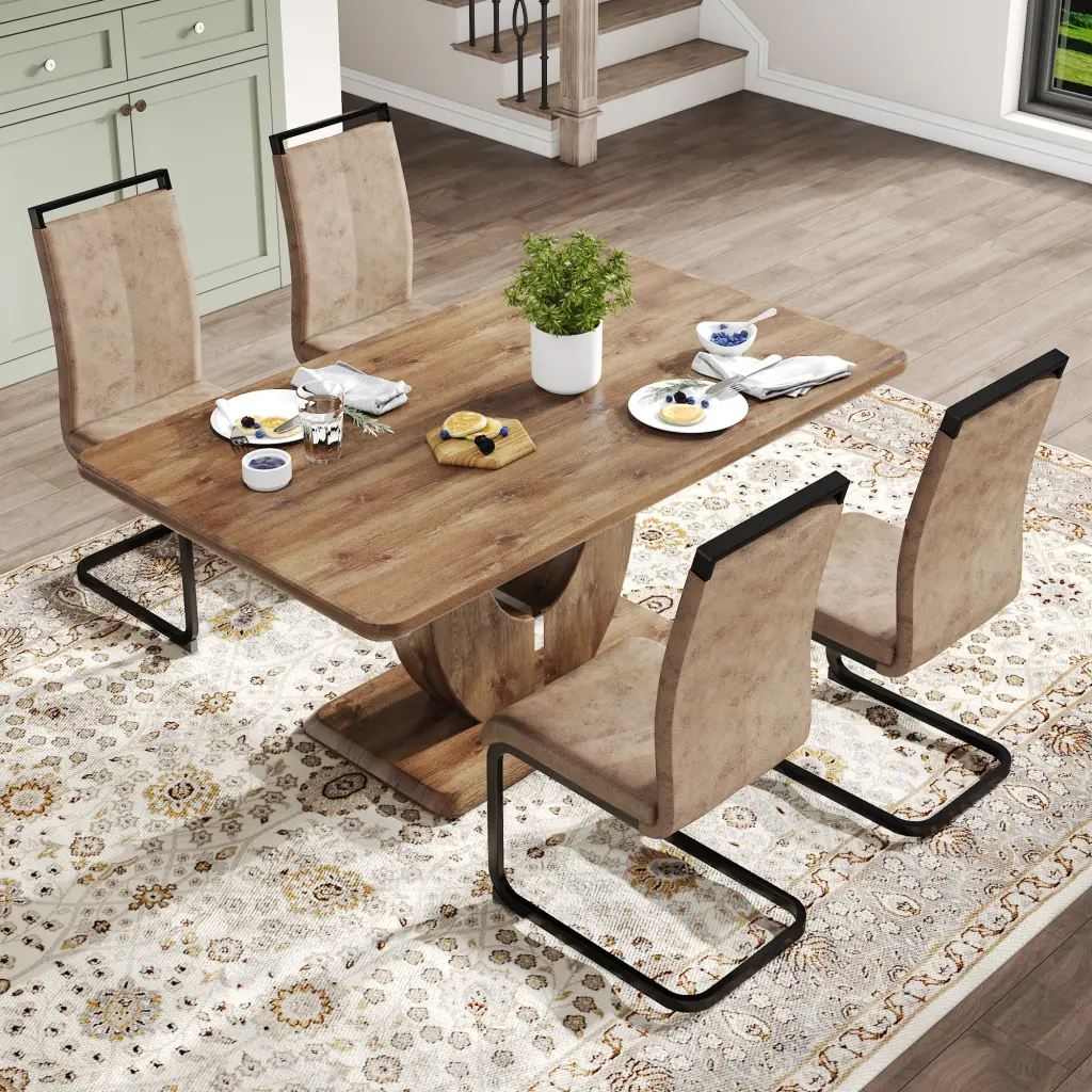 MDF Rectangular Dining Table and 4 Chairs Set Technology Features droom w-1151