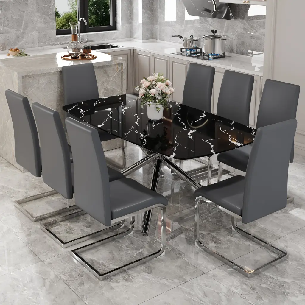 Table And Chair Set, Large Modern Minimalist Rectangular Dining Table droom w-1151