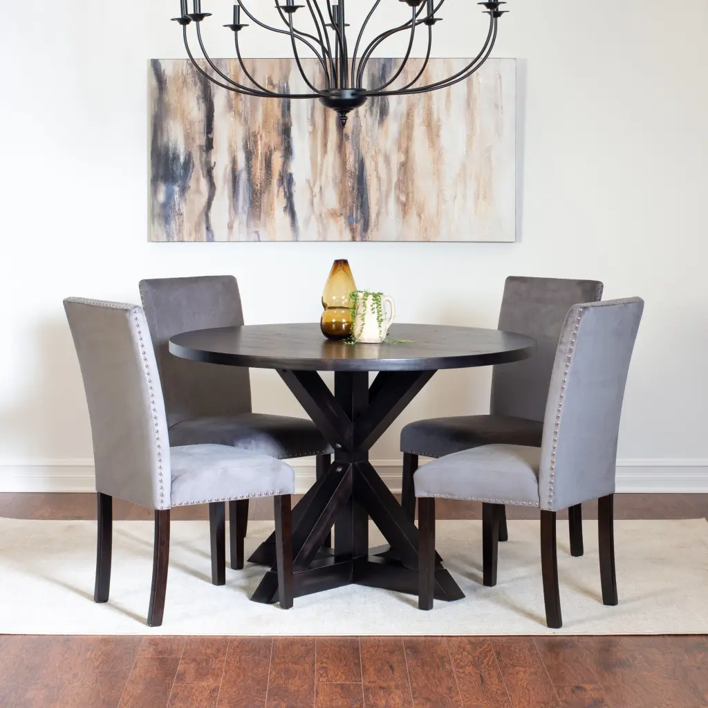 Enbridge 5 Piece Dining Set Cross Buck Dining Table 4 Chic Chairs hz