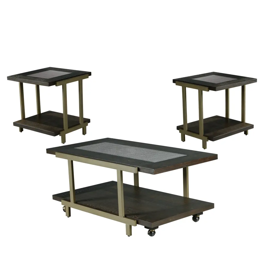 Terrell 3 Piece Table Set Brown Wood Dining Furniture steve silver furniture