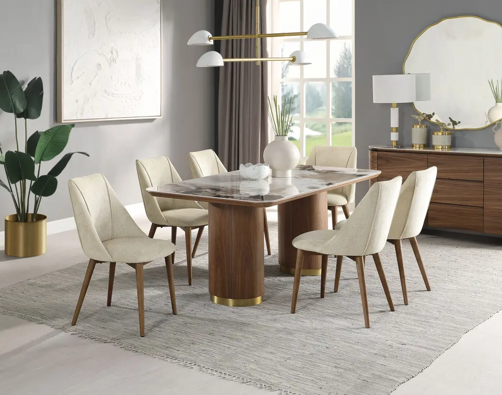 Willene Dining Table W Ceramic Top Ceramic Top & Walnut Finish acme onsite store