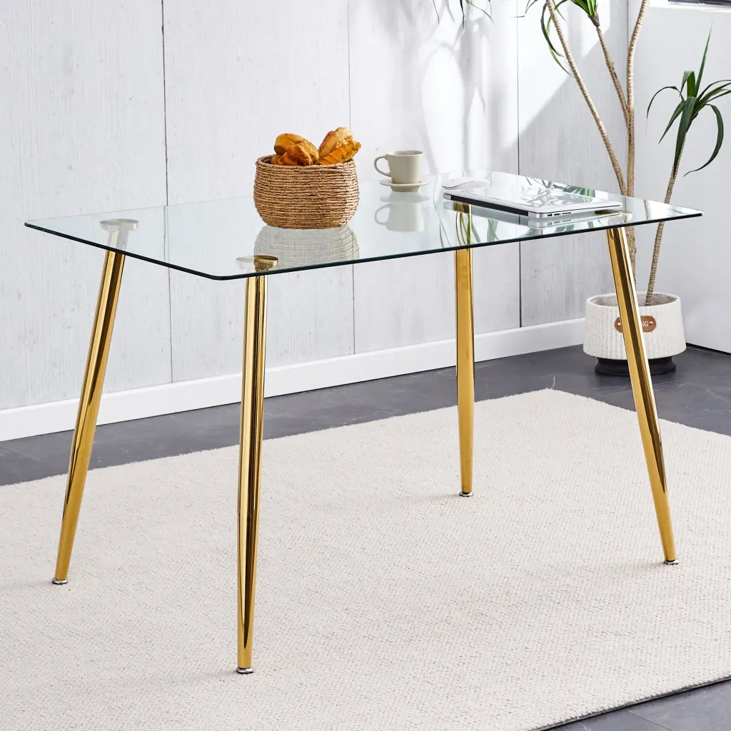 Modern Minimalist Rectangular Glass Dining Table 4-6 People droom w-1151
