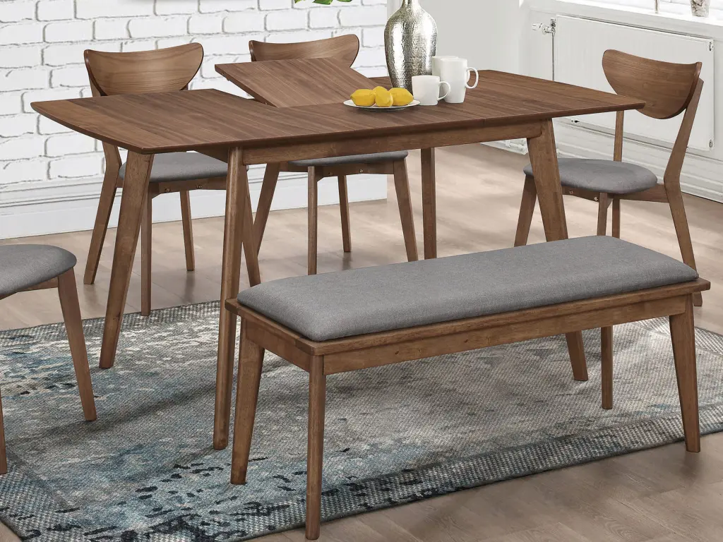 Natural Walnut Rectangular Dining Table Brown Mid Century Modern Dining Room Furniture furniture max