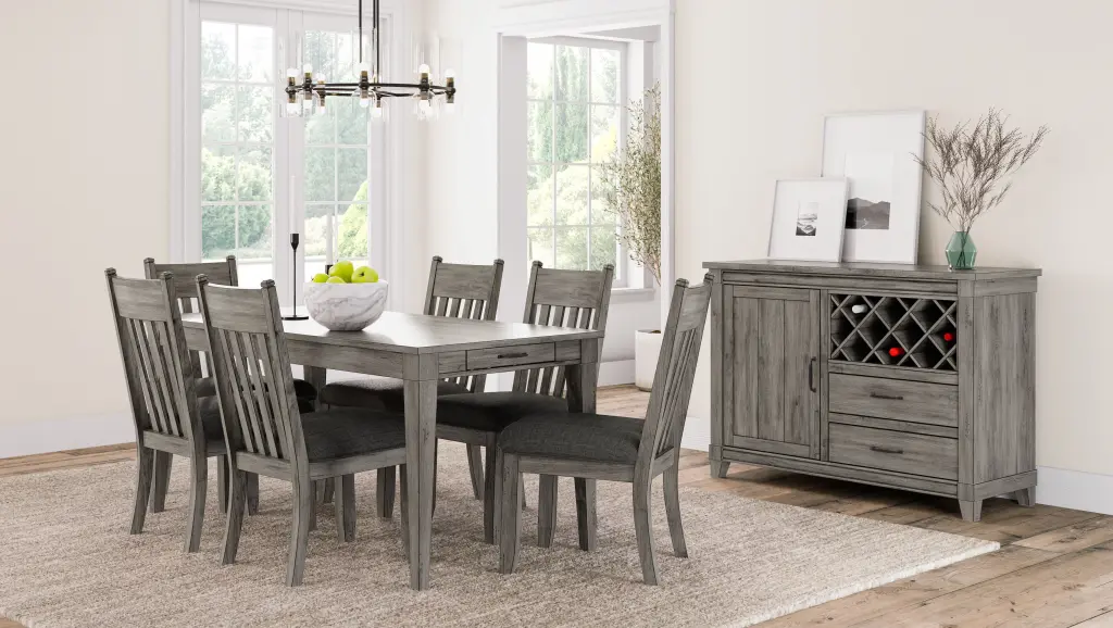 Rustic Gray Dining Table Two Storage Drawers and Leaf Solid Wood ihomefurnishings