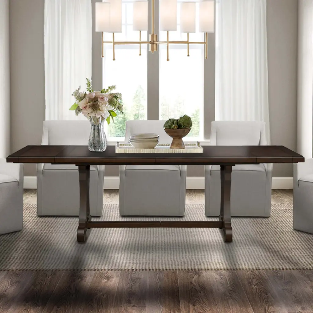 Rectangle Extension Dining Table Brown Wood Modern Kitchen Furniture jla