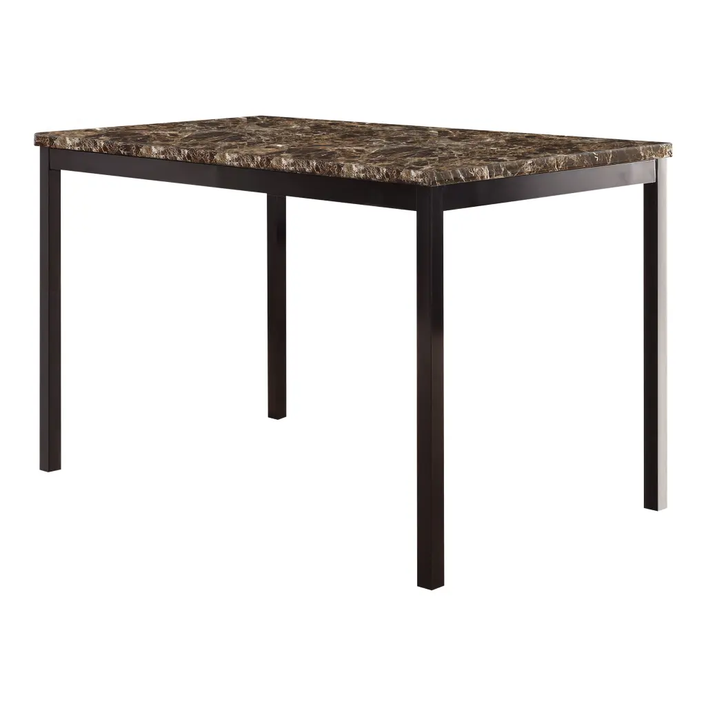Effortless Style Dining Table 1Pc Brown Faux Marble Table Top Black Metal Base kanepe