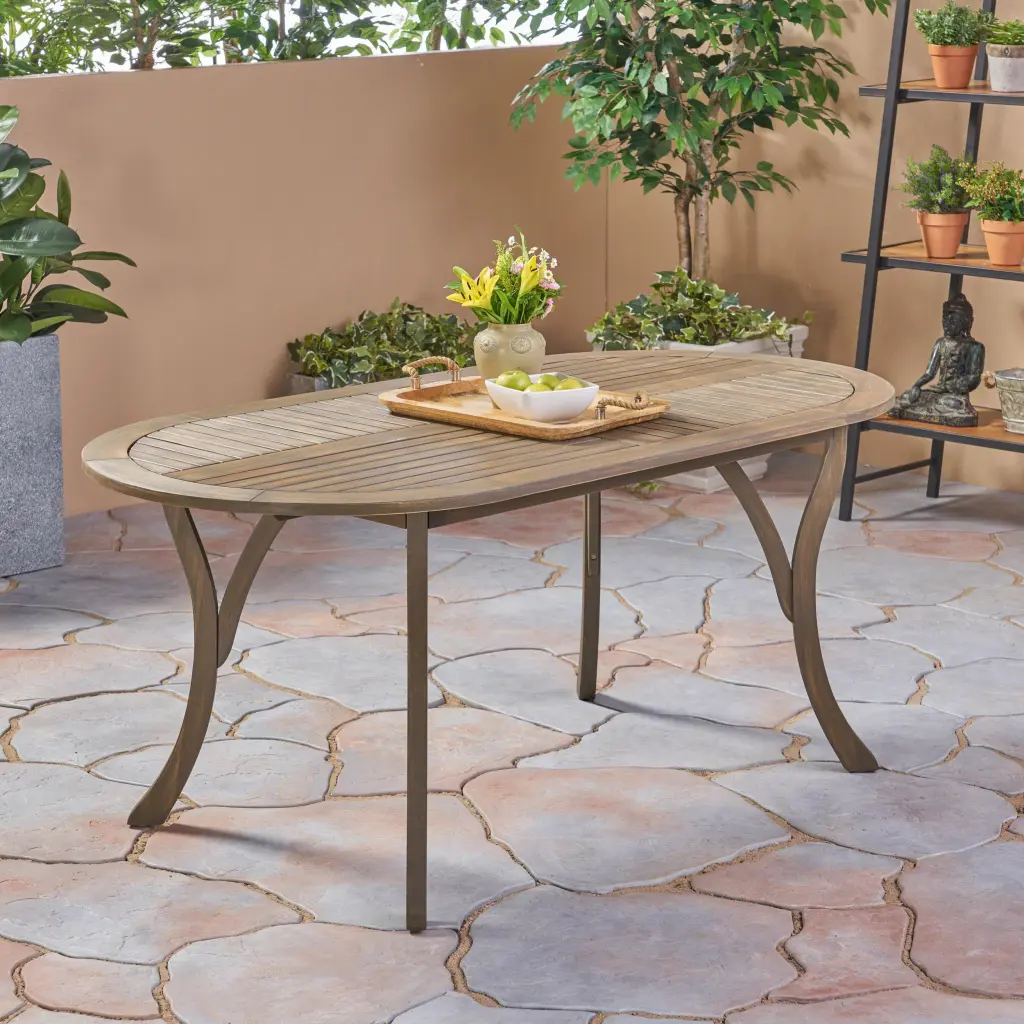 Acacia Wood 70 Inch Dining Table Grey Wood Modern Kitchen Table nh-comfortcove