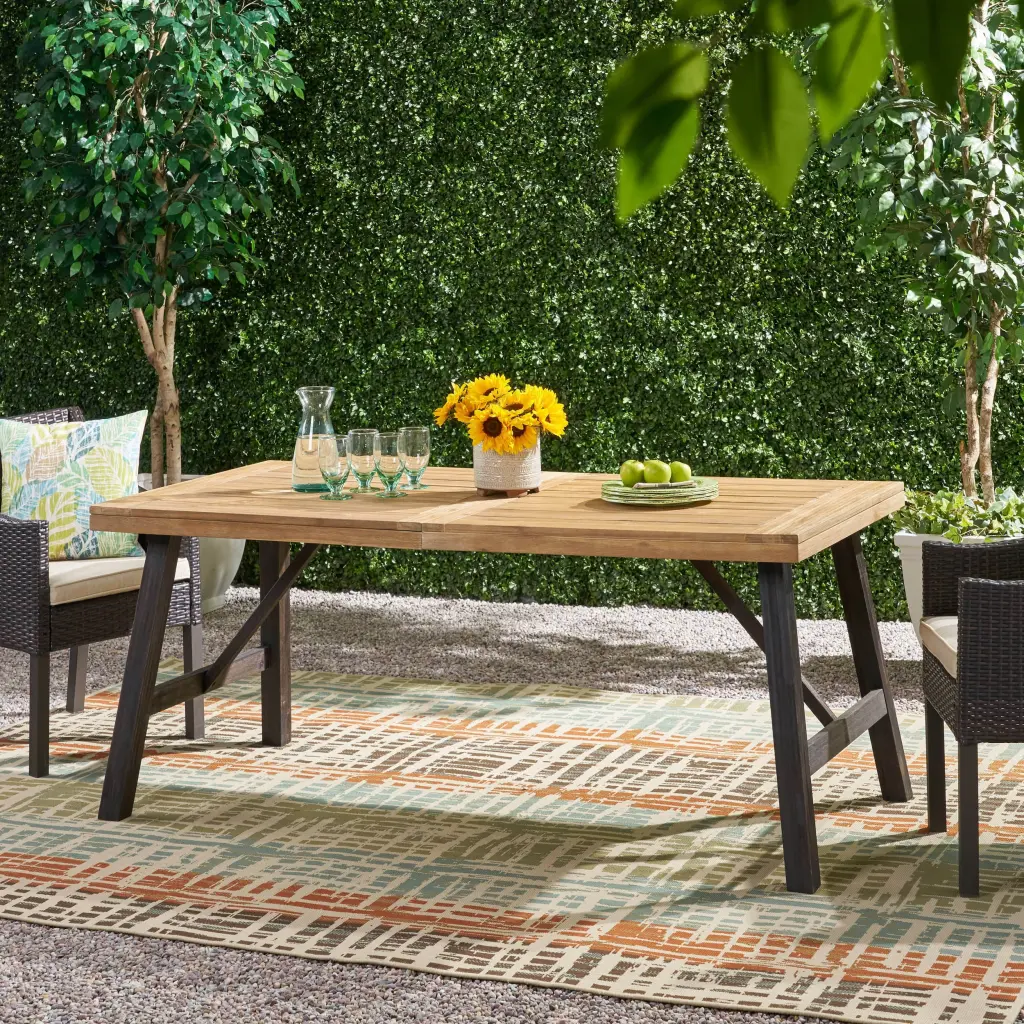 Bettina Dining Table Grey Acacia Wood Modern Kitchen Dining Room Table nh-gardenpara