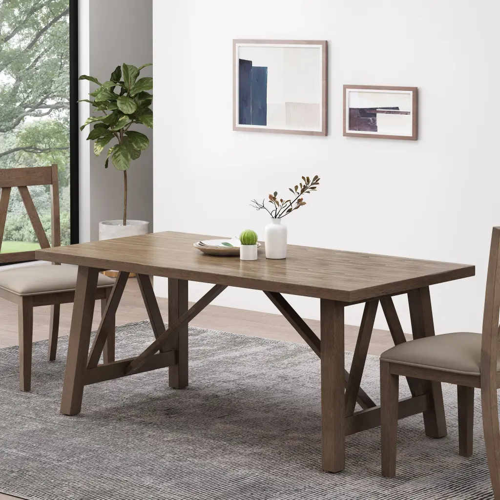 Antique Brown Solid Wood and MDF Dining Table 6-8 People nh-inmax
