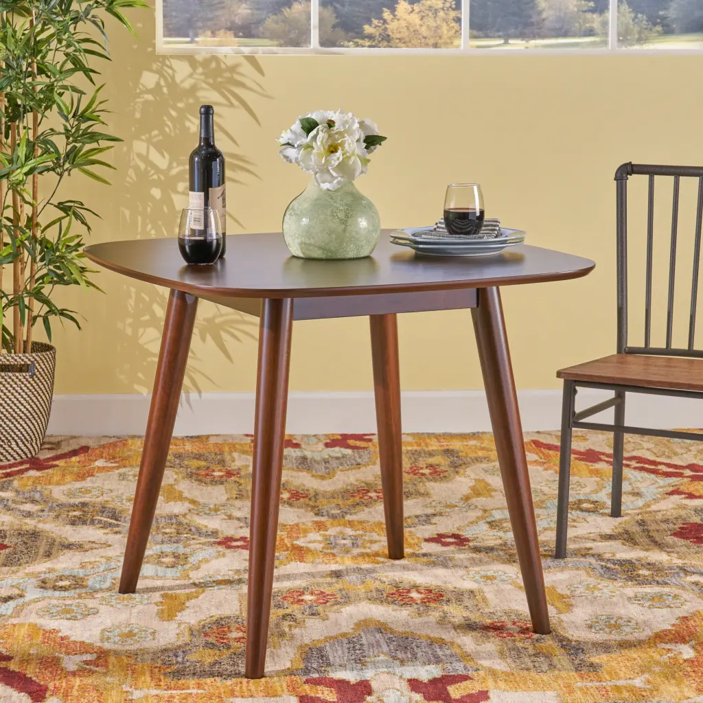 Square Dining Table Black Dark Walnut Solid Wood MDF nh-inmax