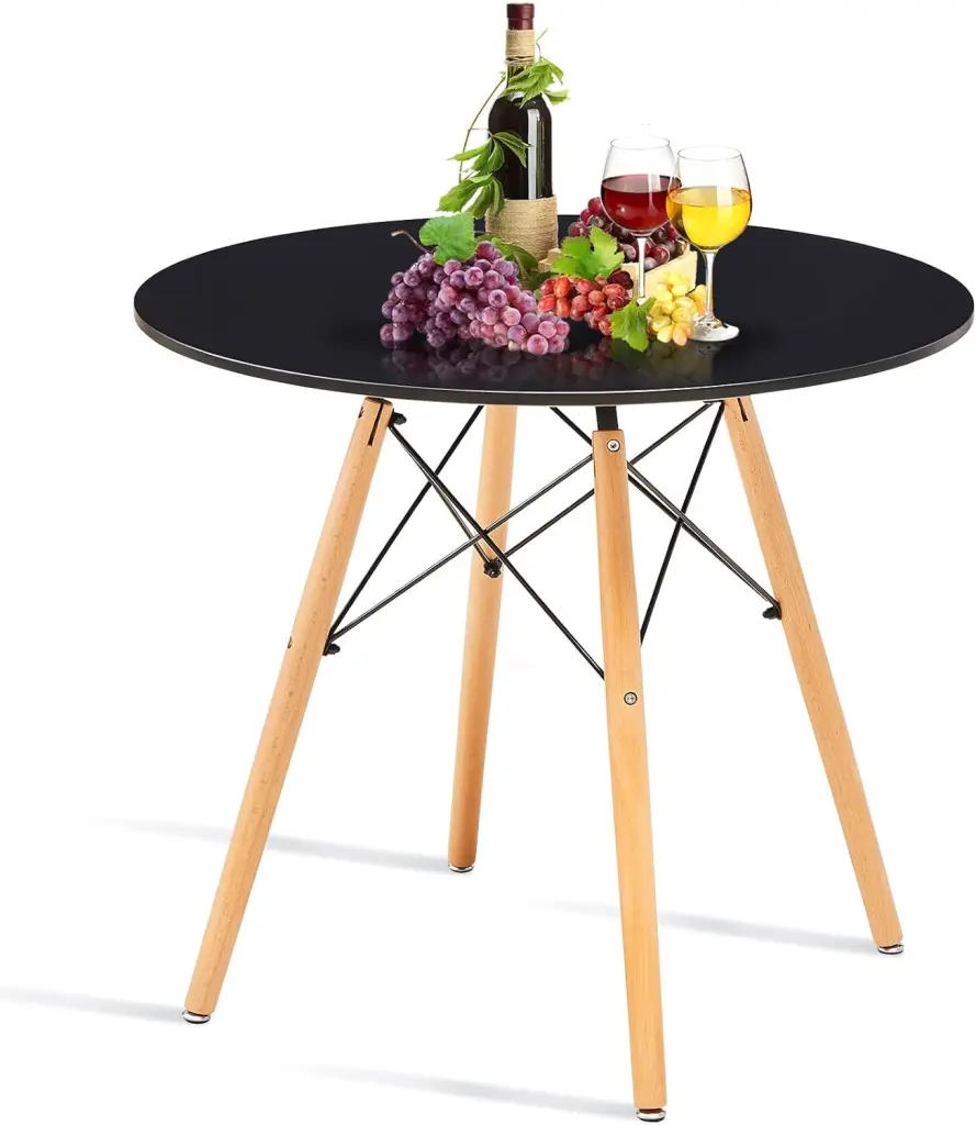 31.5 Inch Round Dining Table Kitchen Table White White Metal Base nuoli furniture
