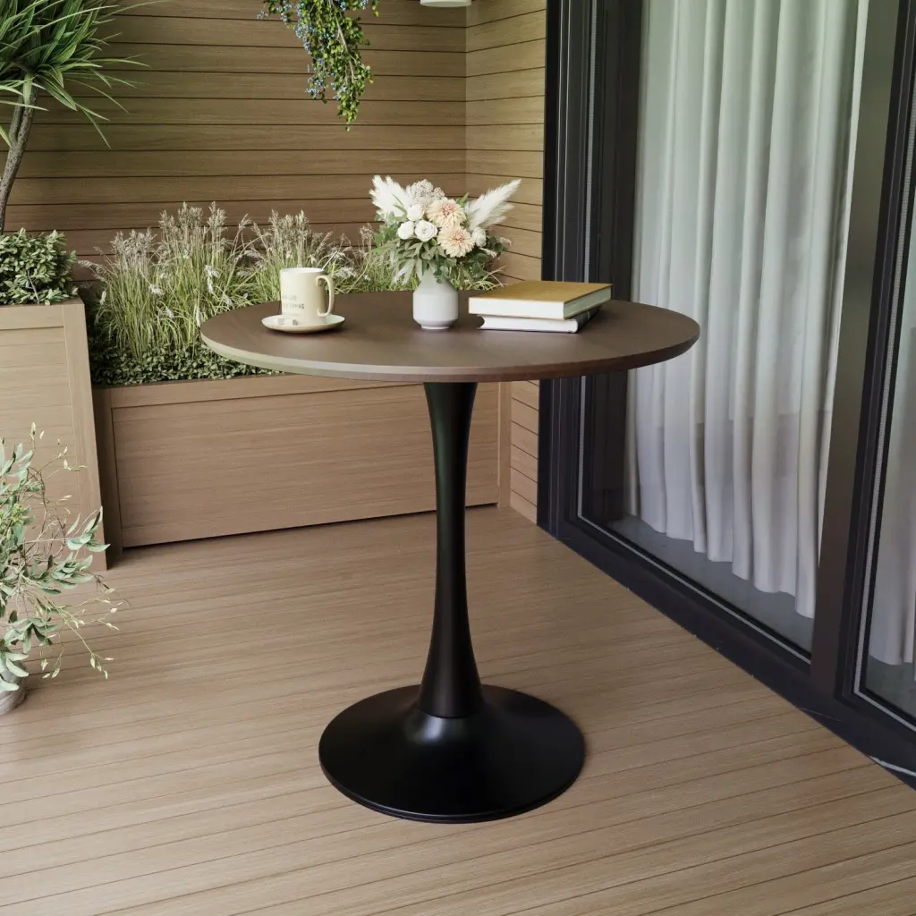 Walnut Color Round Tulip Dining Table 31.5 Inch Kitchen nuoli office furniture