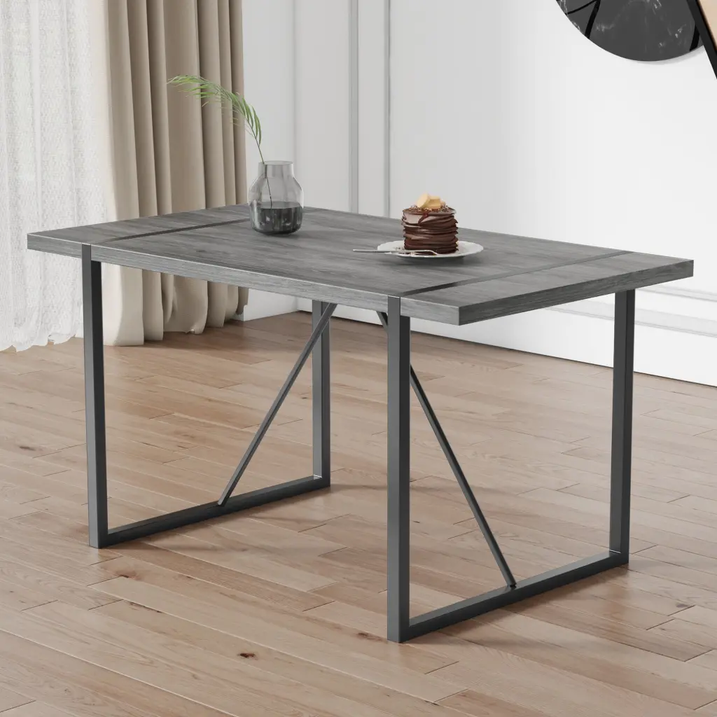 Industrial Rectangular MDF Gray Dining Table Texture rnb