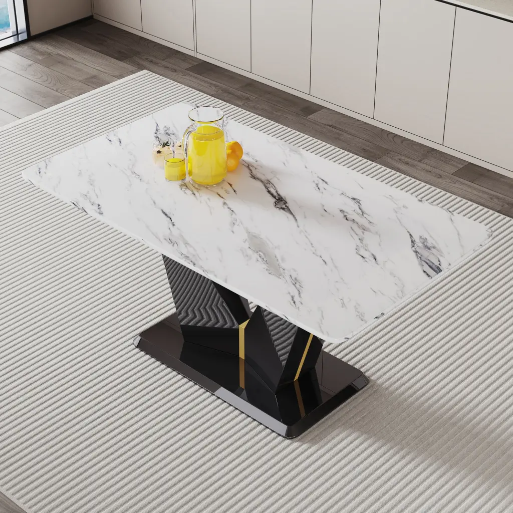 Modern Minimalist Rectangular Dining Table 0.4 Inch Thick White Imitation rnb