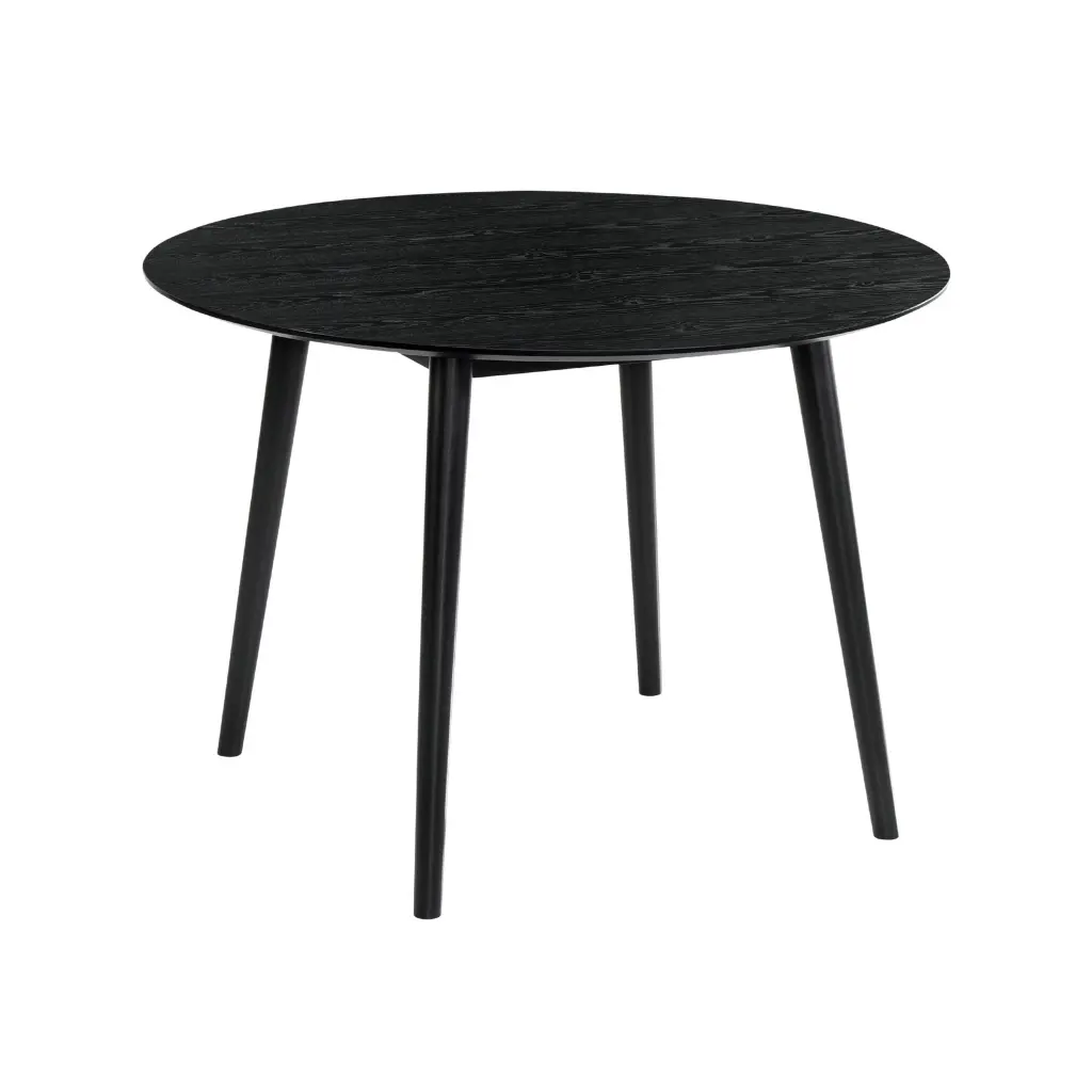 Round Dining Table Wood Top and Tapered Legs Black Wood Kitchen Table royal hampton