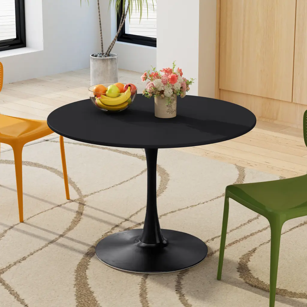42.12 Inch Modern Round Dining Table MDF Top And Metal Base spribung