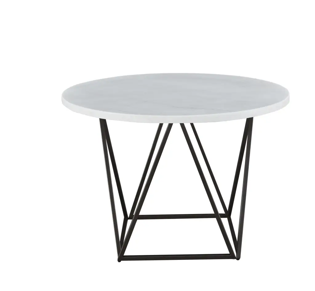 Ramona Marble Top Round Dining Table White Marble steve silver furniture