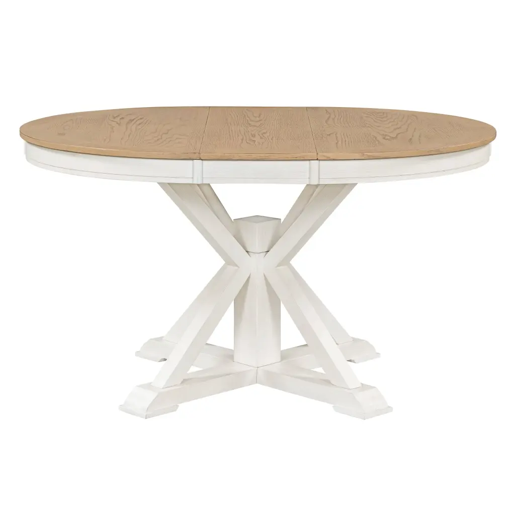 Retro Practical Extendable Dining Table 12 Inch Leaf Dining Room trexm