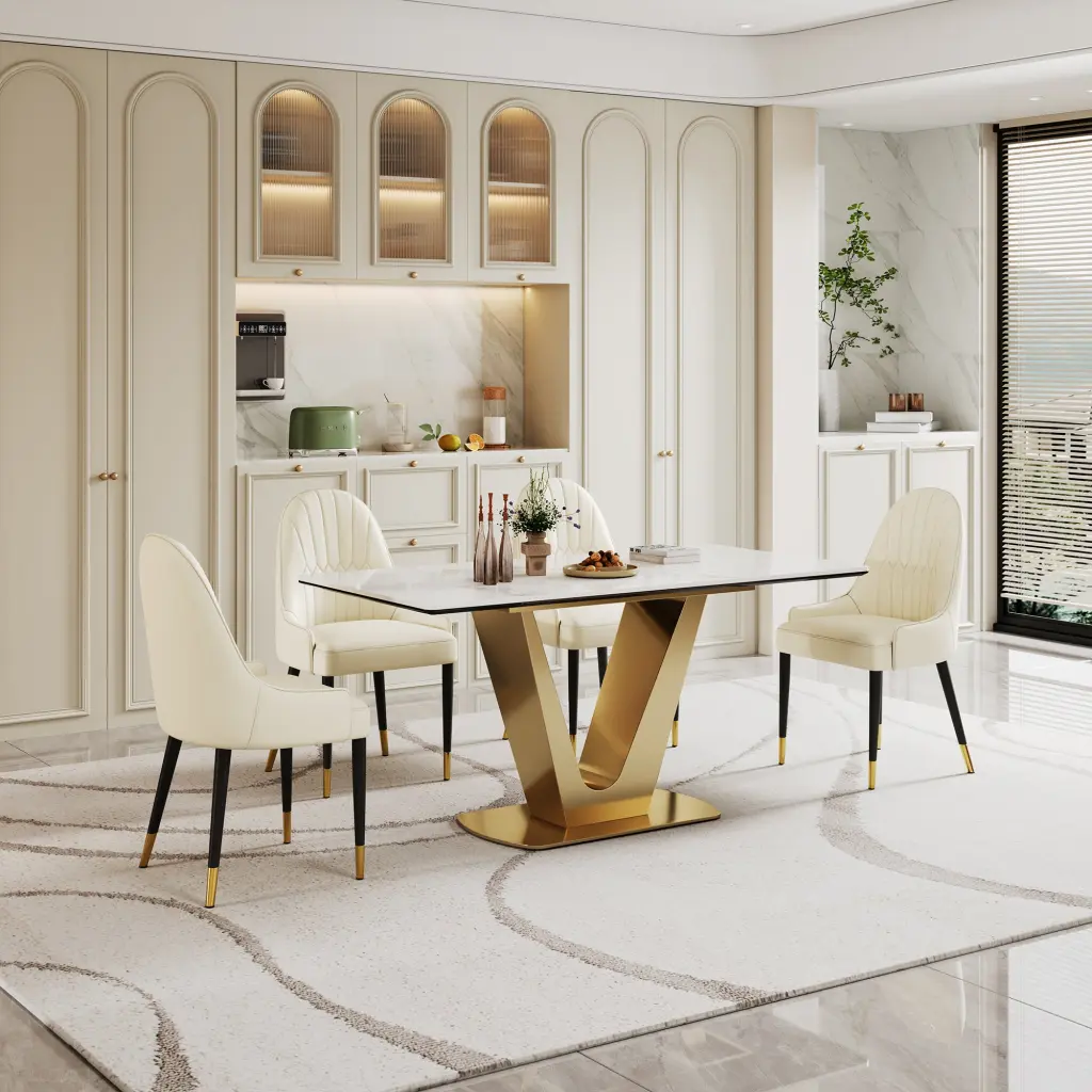 0.47 Inch Thick Sintered Stone Composite Tempered Glass Top Dining Table w1241 artisan furniture