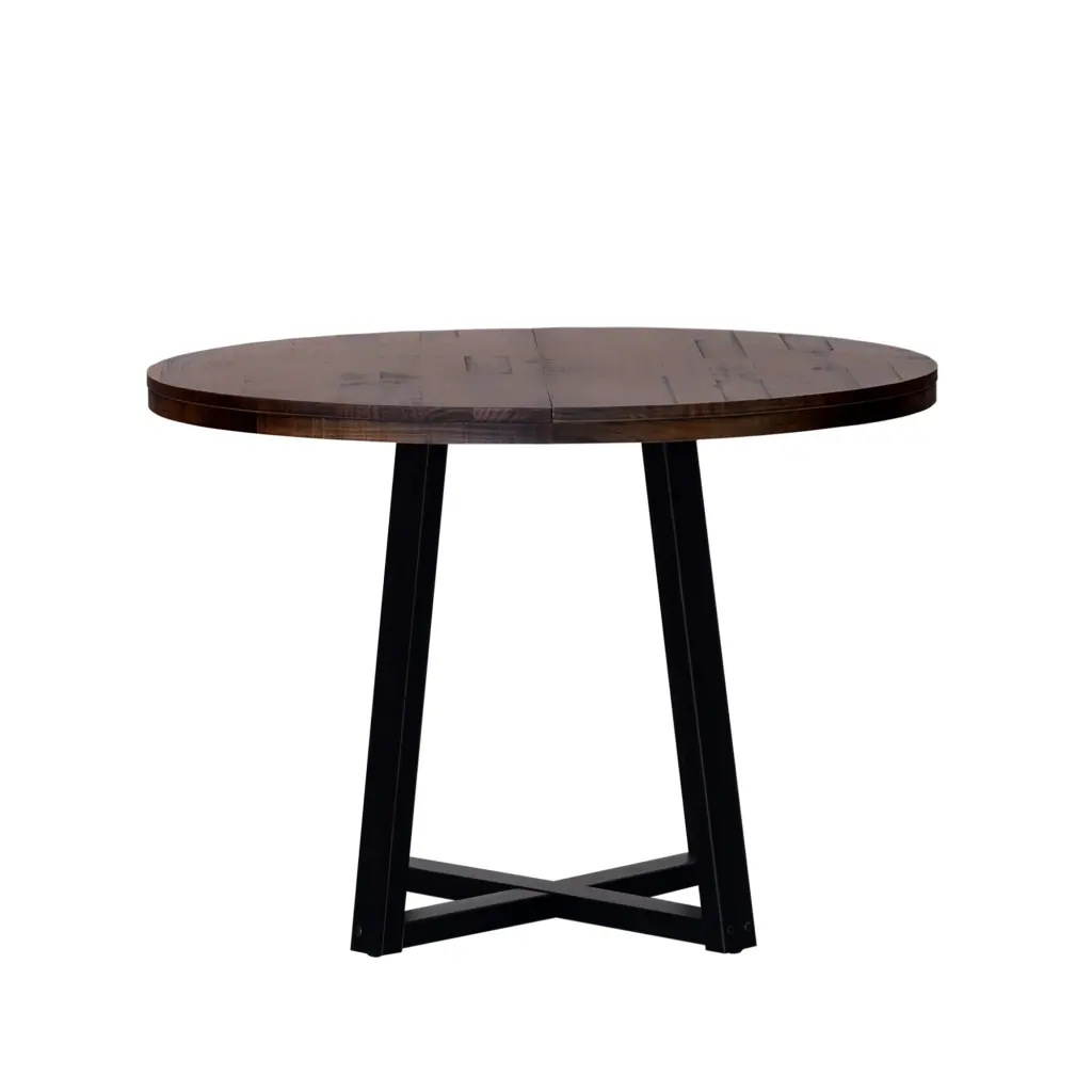Rustic Distressed Solid Wood Round Dining Table Mahogany Pine walker edison