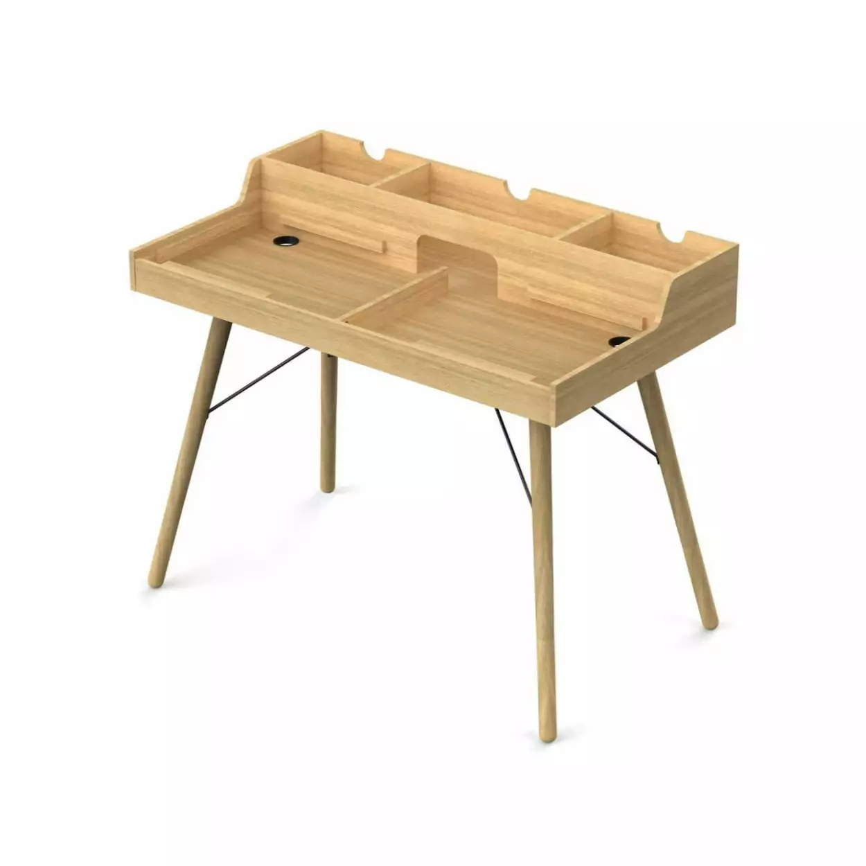Glorious Vintage Music Station DJ Table Brown Engineered Wood and Metal Workstation