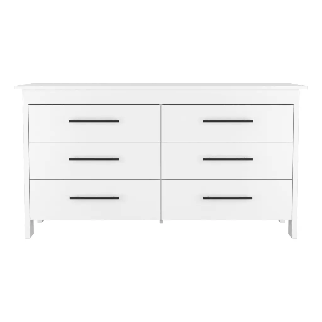 White 6 Drawer Double Dresser Wezz Bedroom Furniture treevol furniture