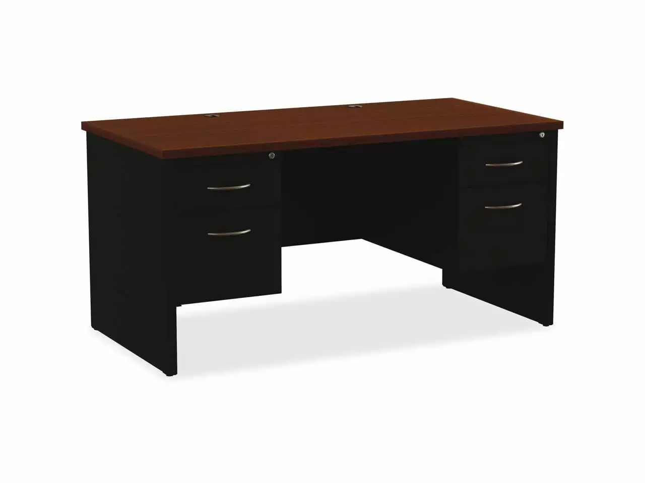 Lorell Double Pedestal Desk 30x60 Black Walnut 79141 Office Workstation