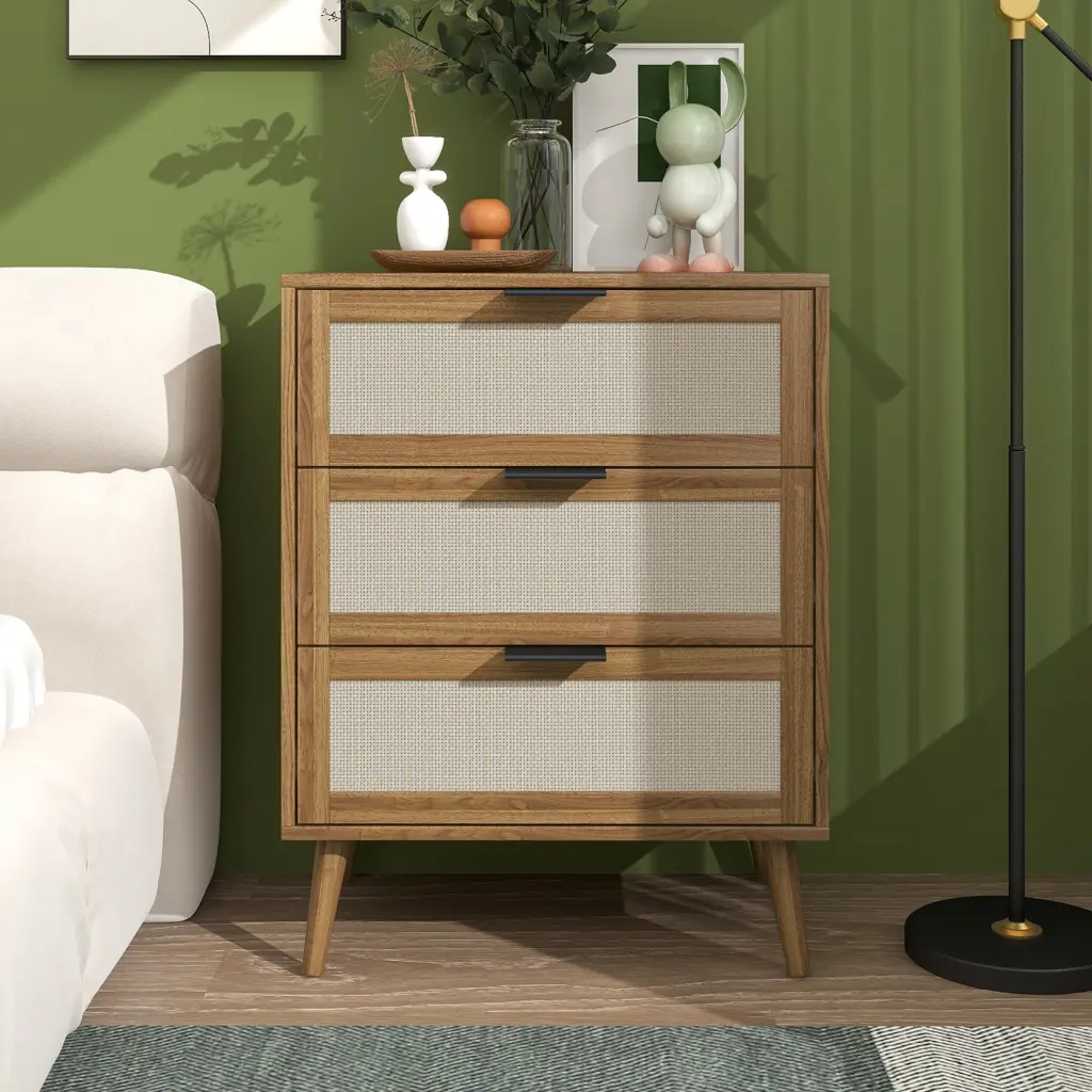 3 Drawer Cabinet Walnut Finish Bedroom Living Room Study Storage Furniture rnb