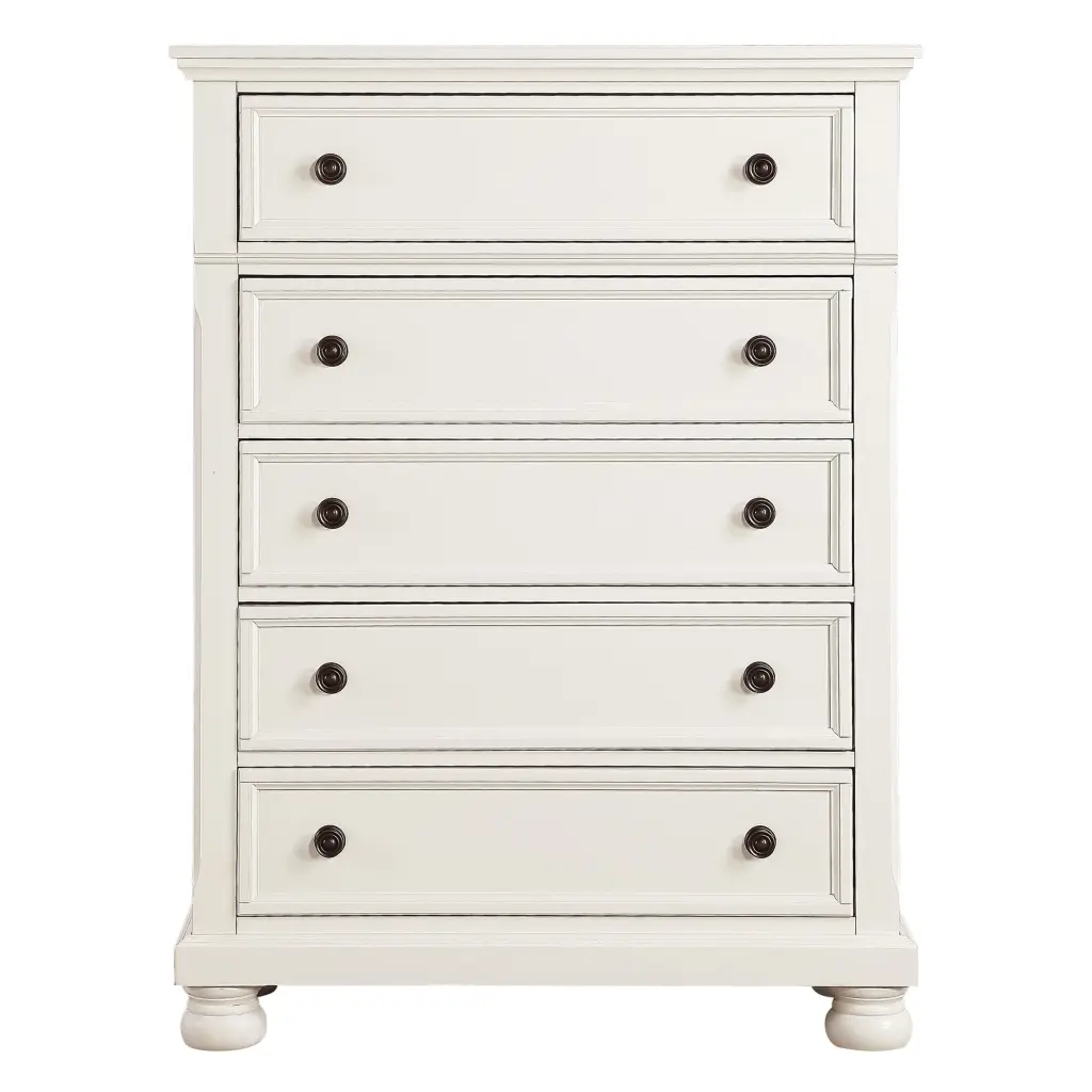 Casual White Finish 1Pc Chest Drawers Antique Bronze Tone Knobs Bedroom Furniture kanepe
