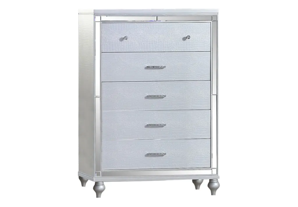 Sterling Mirror Framed Chest Wood Silver Color Bedroom Furniture galaxy home furnishings