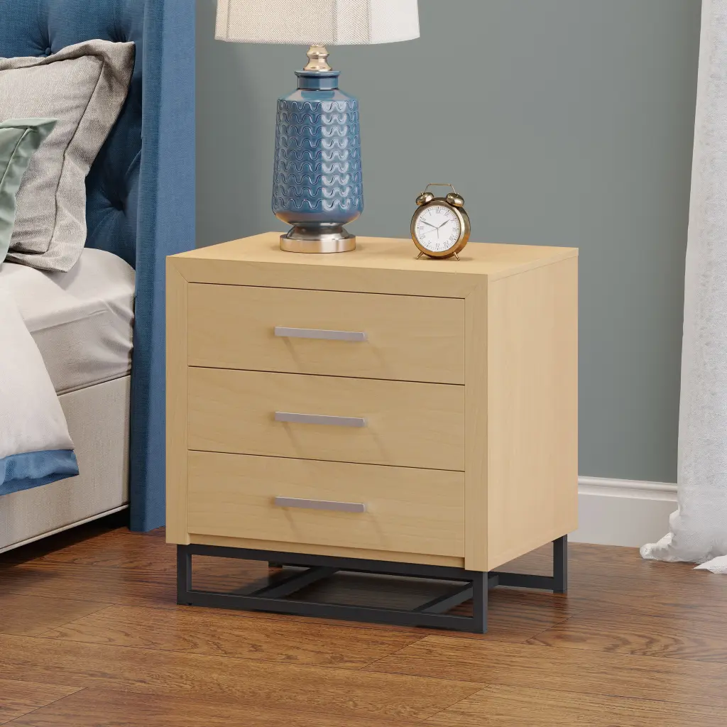 3 Drawer Chest Natural MDF - Compact Storage Solution Bedroom or Living Room nh-sunfay