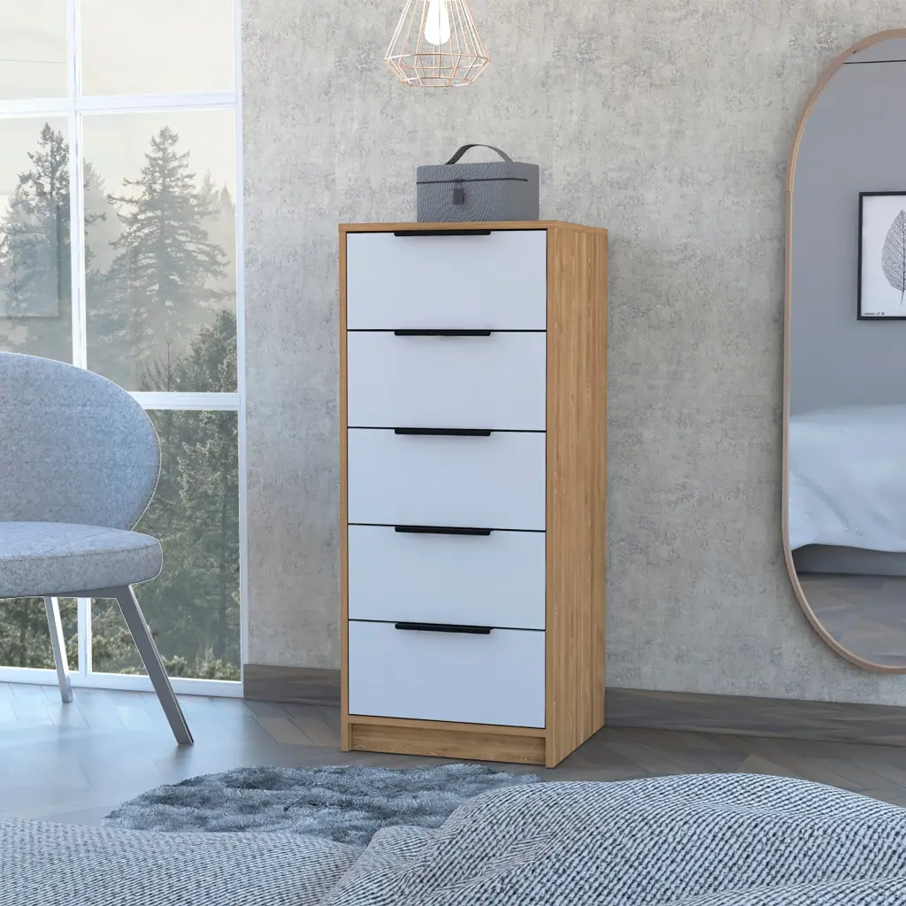 Washington Five Drawer Dresser Multicolor MDF Engineered Wood Storage fm furniture