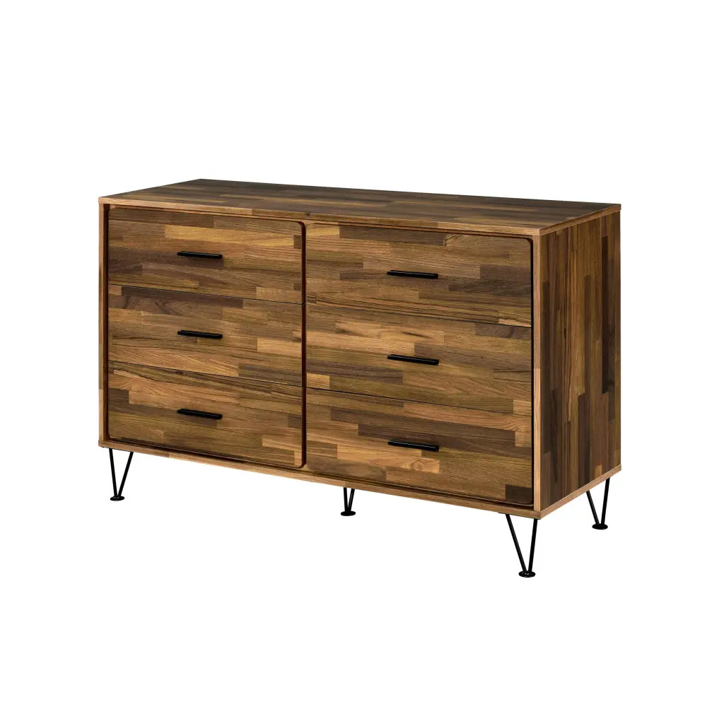Walnut 6 Drawer Dresser Contemporary Bedroom Furniture Particle Board furniture max