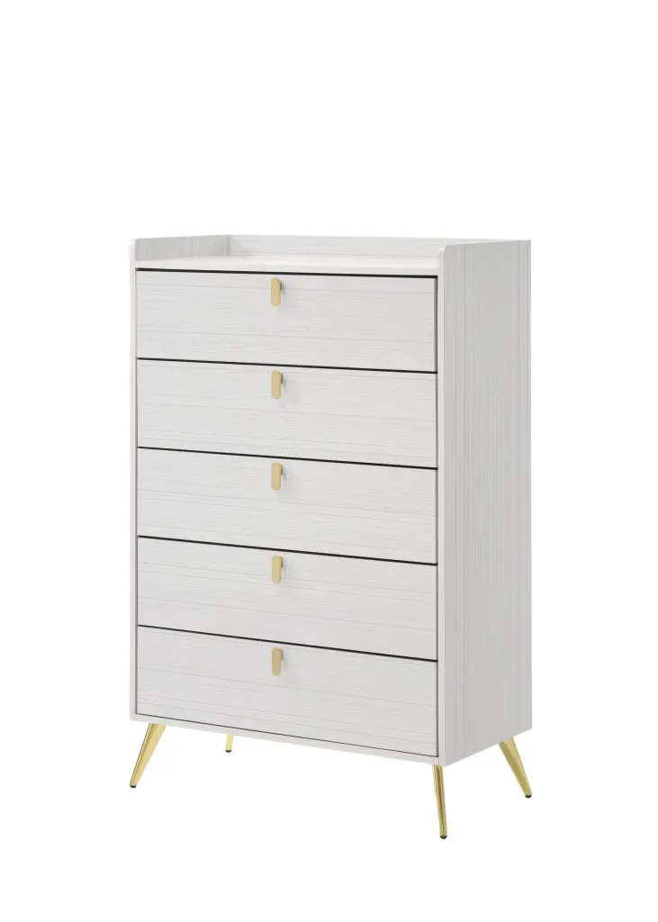 White 5 Drawer Chest Pull Handles Contemporary Wood Bedroom Furniture furniture max
