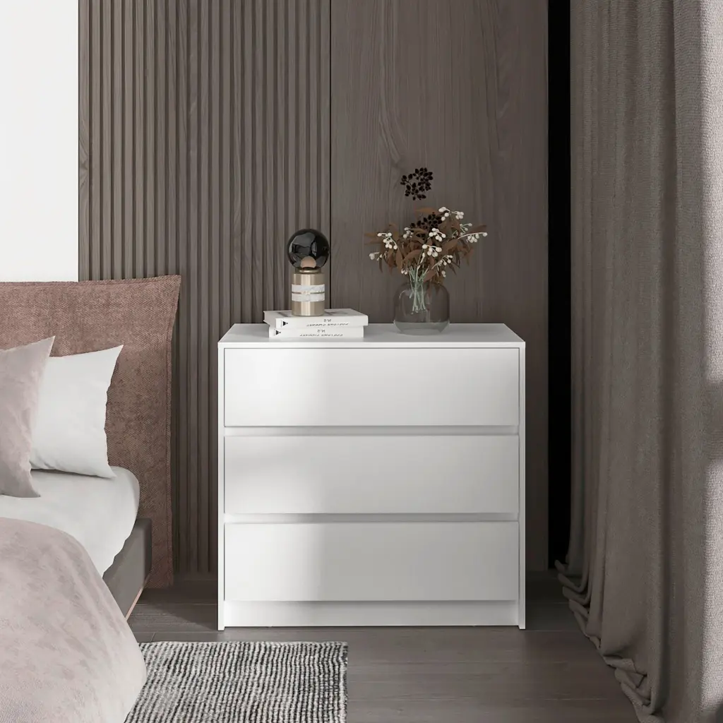 White 3 Drawer Dresser Bedroom Wooden Storage Furniture furniture max