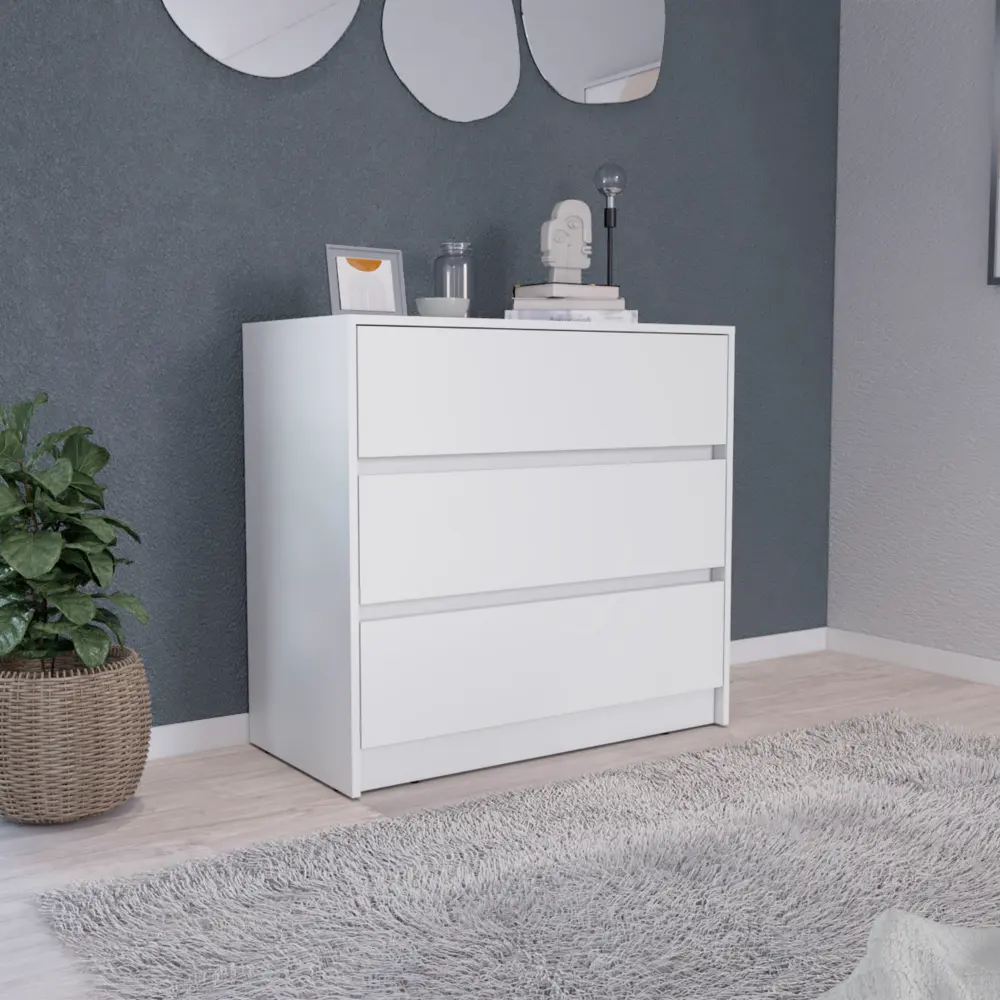Austin Three Drawer Dresser Pull Out Mechanism White Bedroom Modern rta mubles colombia