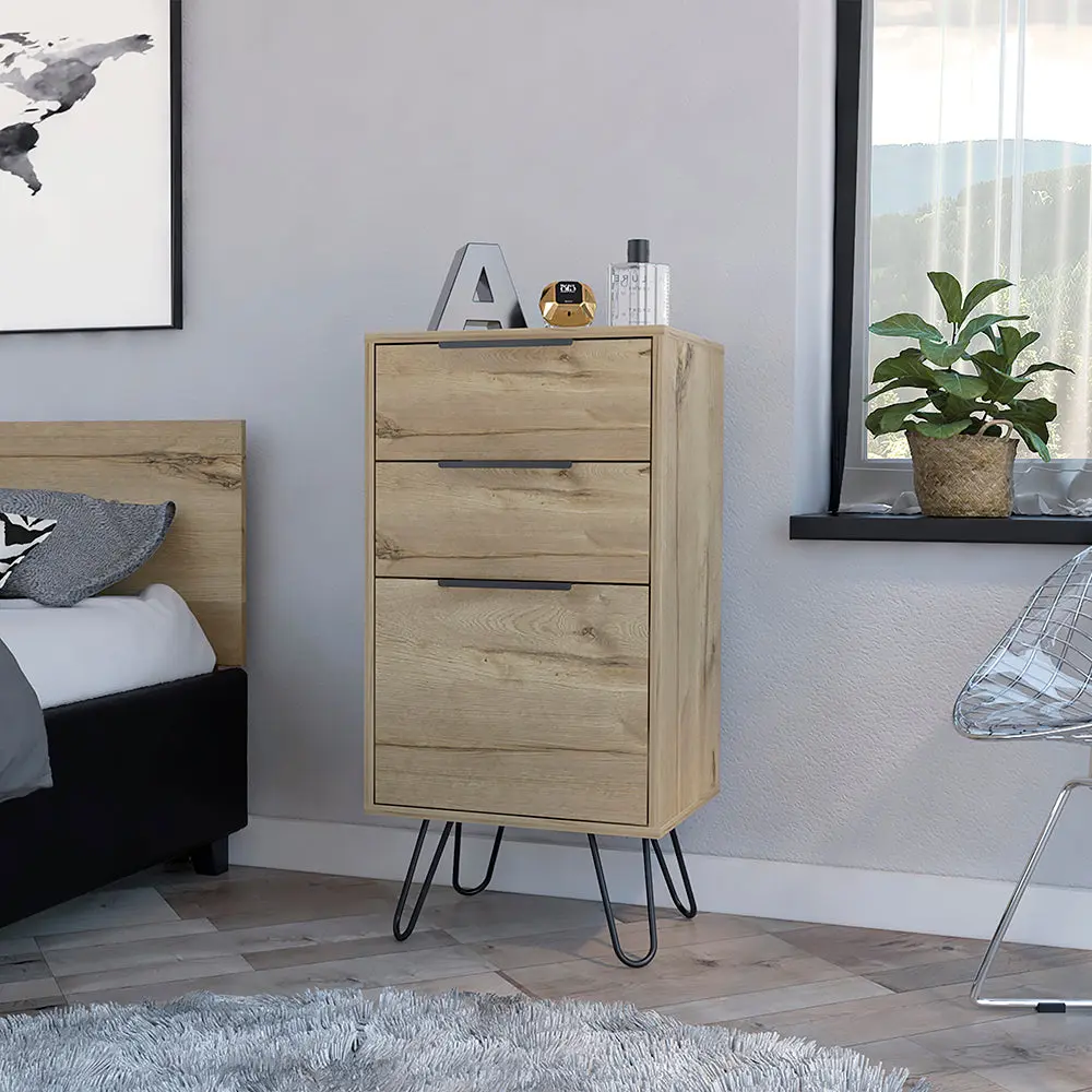 Light Dresser Skyoner Hairpin Legs High-quality Top Three Drawers treevol furniture