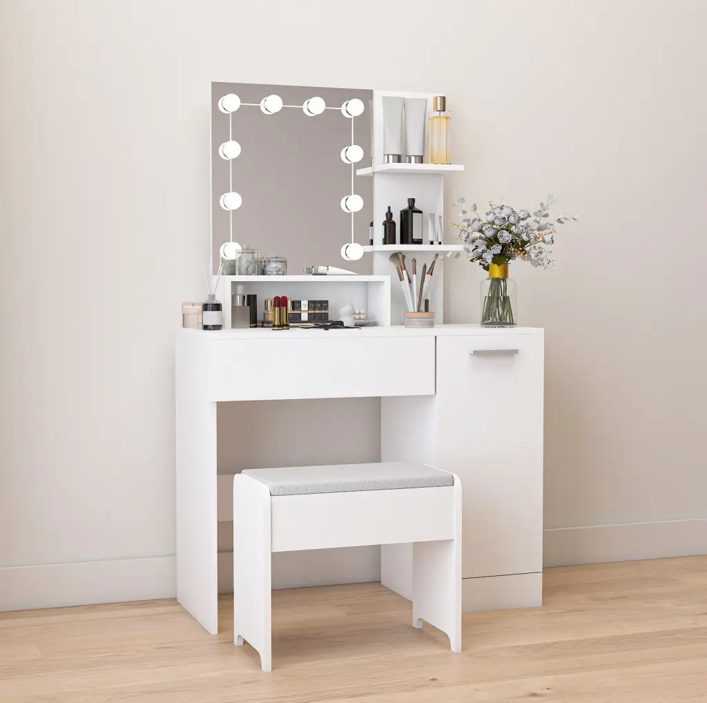 Makeup Vanity Table Set Drawer and Storage Cabinet zr furniture