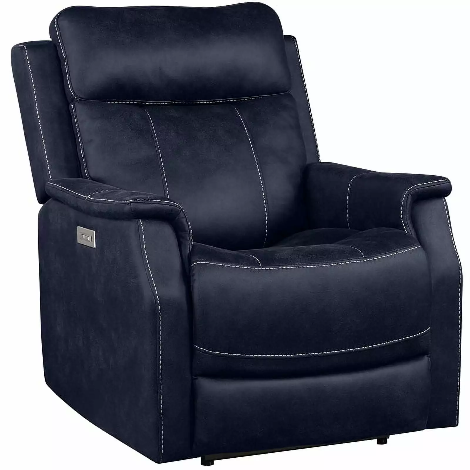 Bowery Hill Contemporary Faux Leather Dual Power Recliner Blue