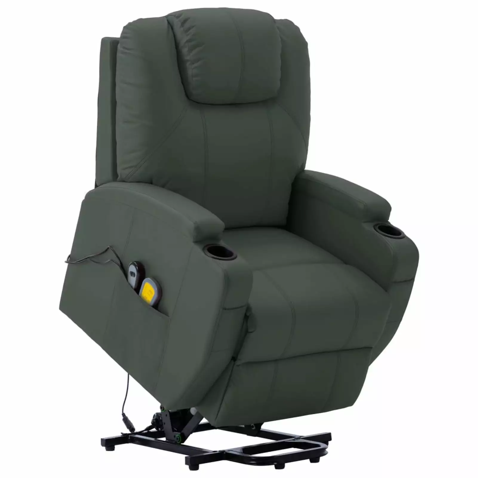 Anself Massage Recliner Backrest Adjustable Lift Chair - Faux Leather Reclining Armchair Elderly