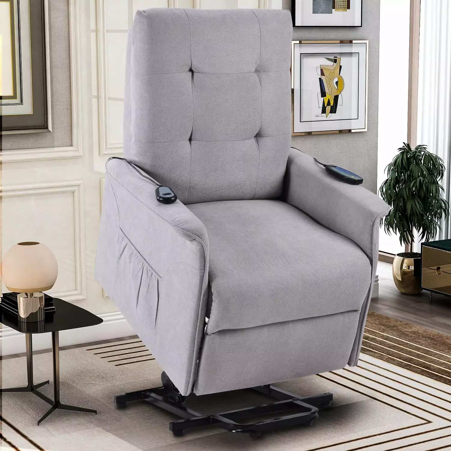 Dcenta Power Lift Chair Elderly Adjustable Headrest Massage Recliner - Living Room Comfort