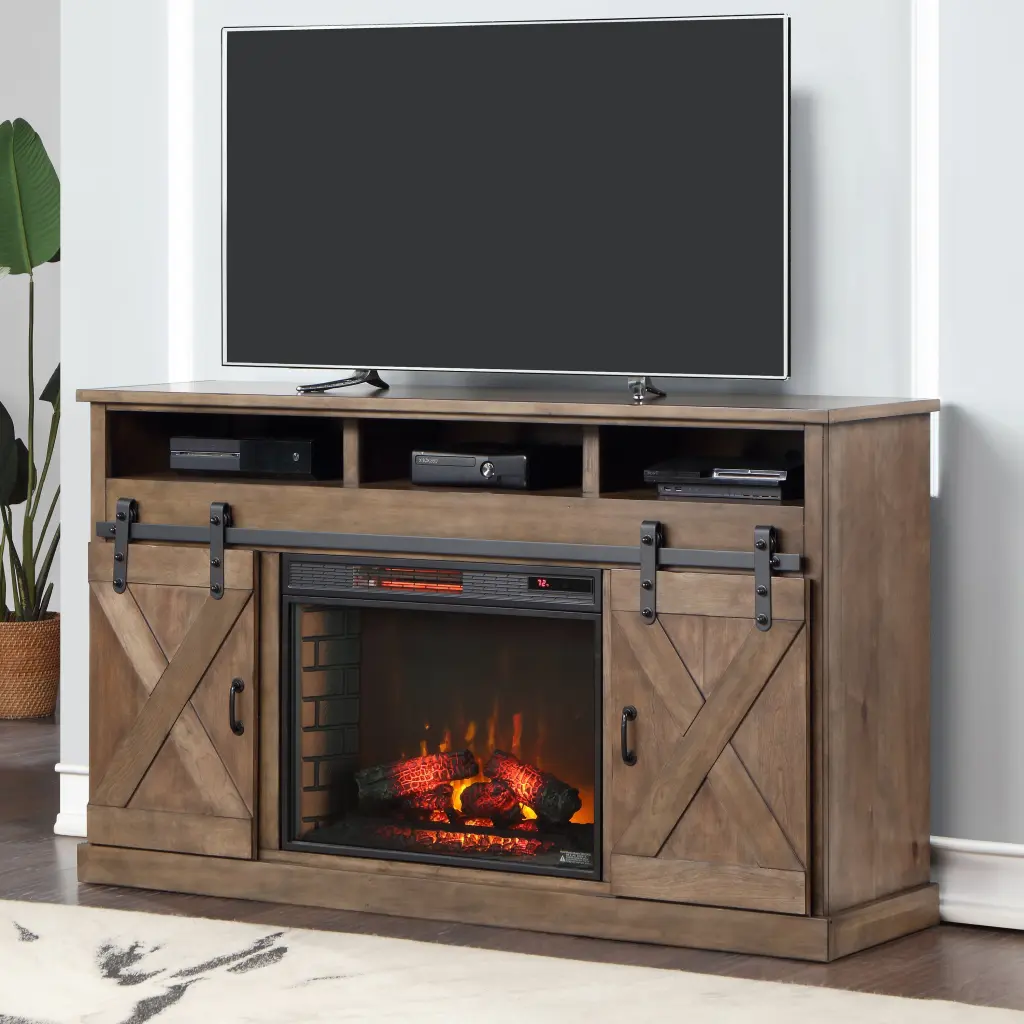 Farmhoutilize 66 Inch Electric Fireplace TV Stand Tvs Up To 80 Inches Console bridgevine home