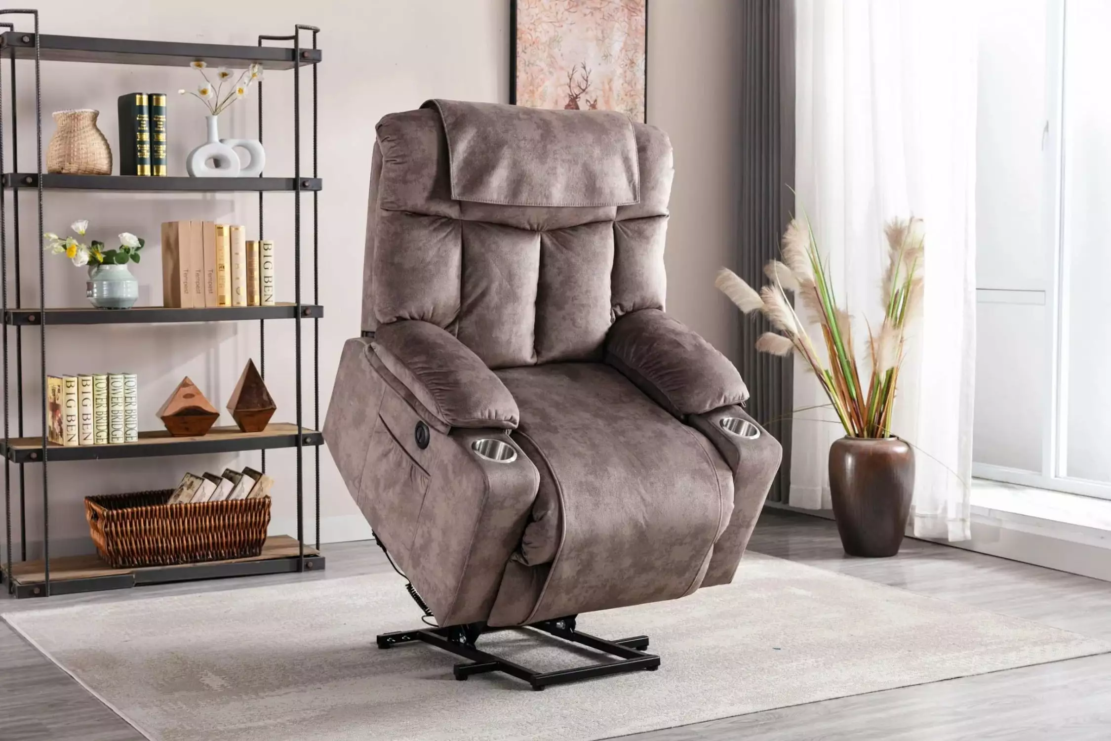 Elderly-Friendly Electric Lift Recliner Chair Comfort Assistance Camel Color