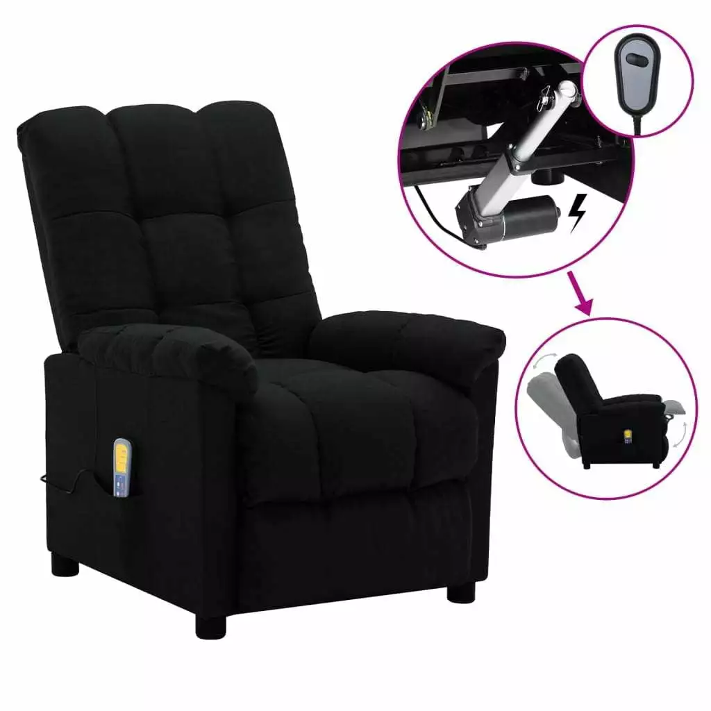 LANTRO JS Electric Massage Recliner Black Fabric