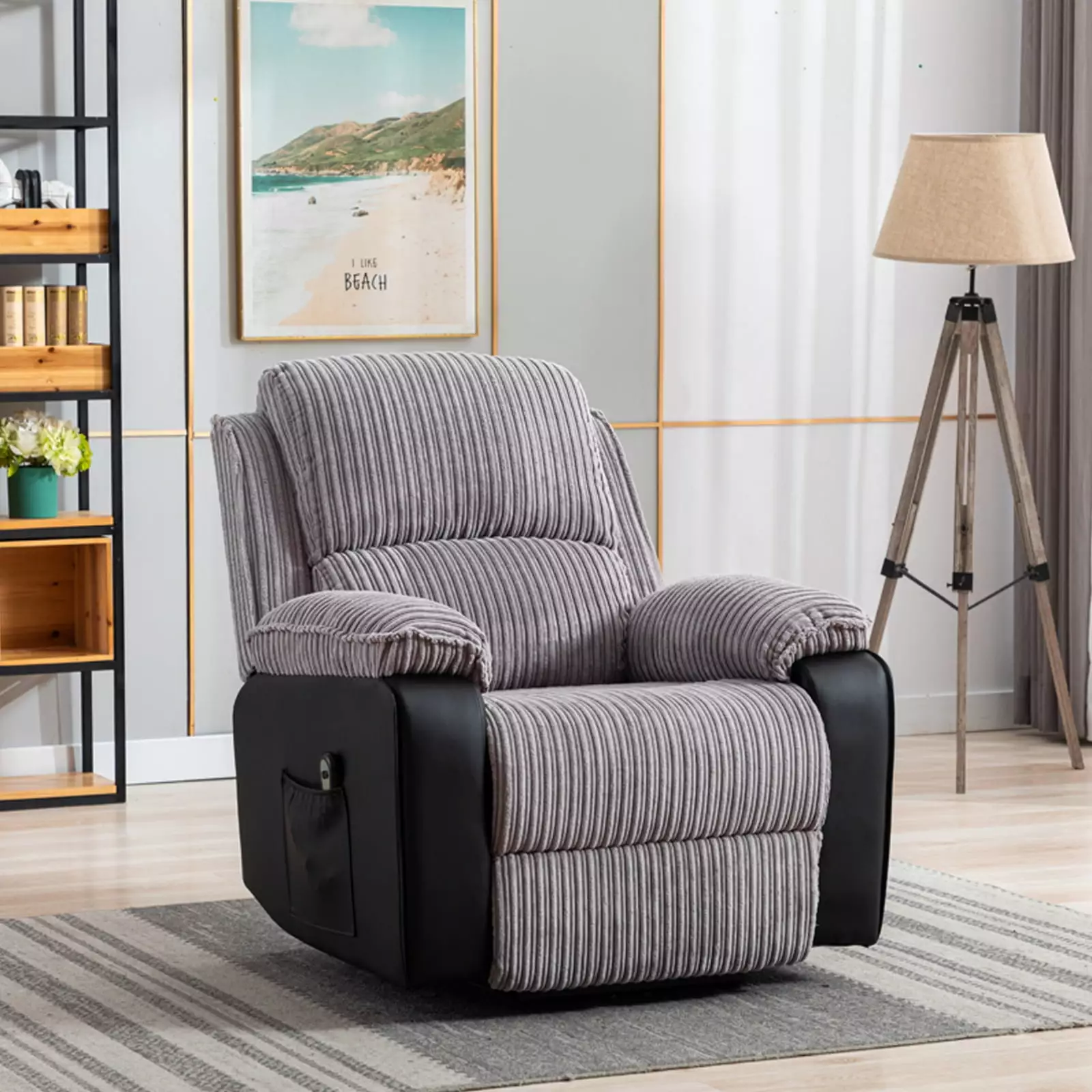 CoSoTower Grey Fabric Recliner Chair Electric Remote Control