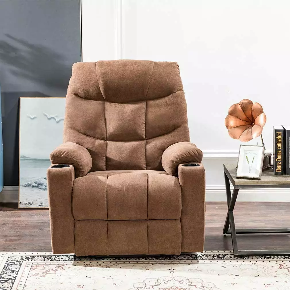 FDW Lift Chair Electric Recliner Side Pocket and Cup Holders - USB Charge Port and Massage Remote Control Elderly Brown