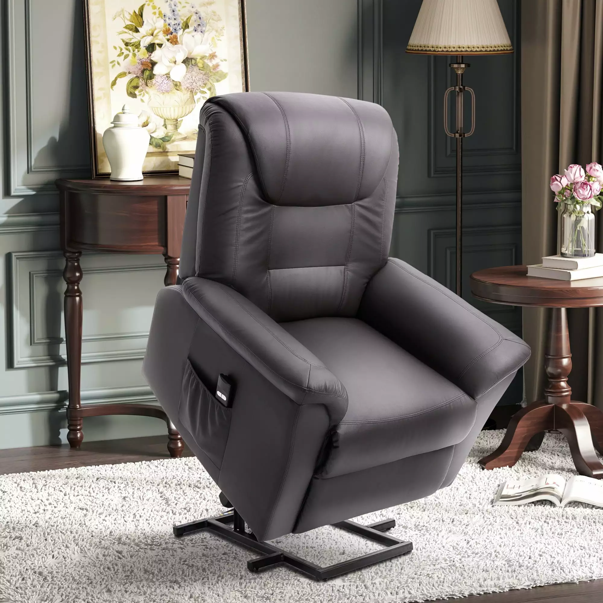 HOMCOM Electric Power Lift Chair PU Leather Recliner Elderly Remote Control